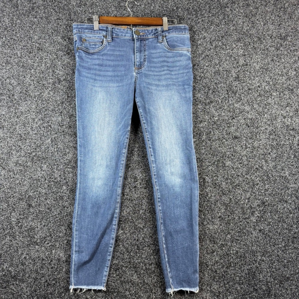 Kut from the‎ Kloth Skinny Jeans Medium Wash Raw Hem KP1222MA9R Womens 10